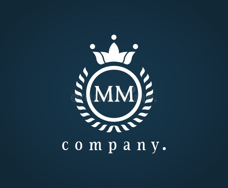 MM monogram logo with shield and crown style design template Stock Vector