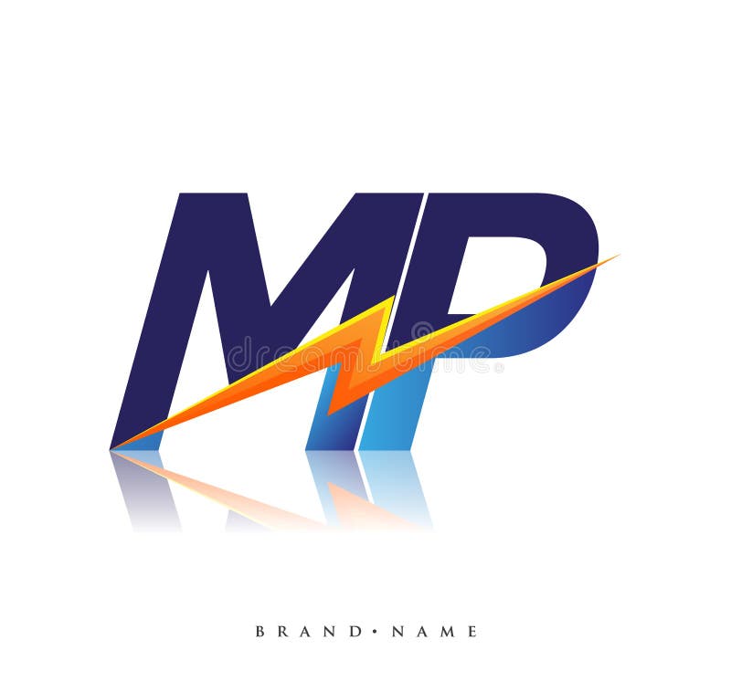 Letter MP logo with Lightning icon, letter combination Power Energy Logo design for Creative Power ideas, web, business and