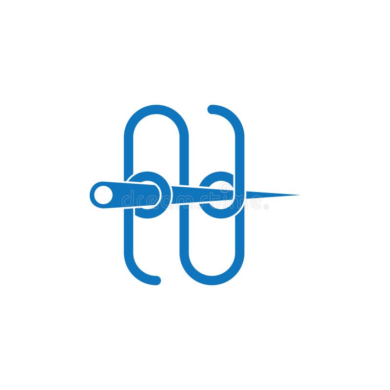 Letter N Linked Thread Needle Symbol Logo Vector Stock Vector