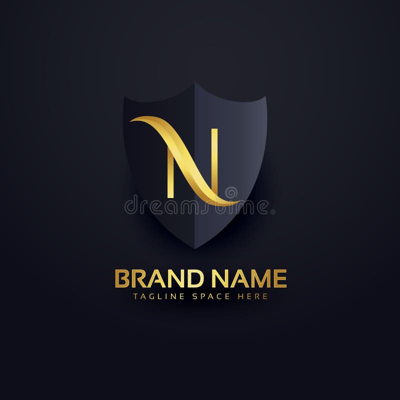 Letter n logo in premium style with shield royalty free illustration Letter n logo in premium style with shield royalty free illustration