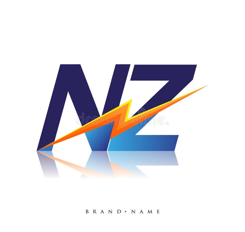Letter NZ logo with Lightning icon, letter combination Power Energy Logo design for Creative Power ideas, web, business and