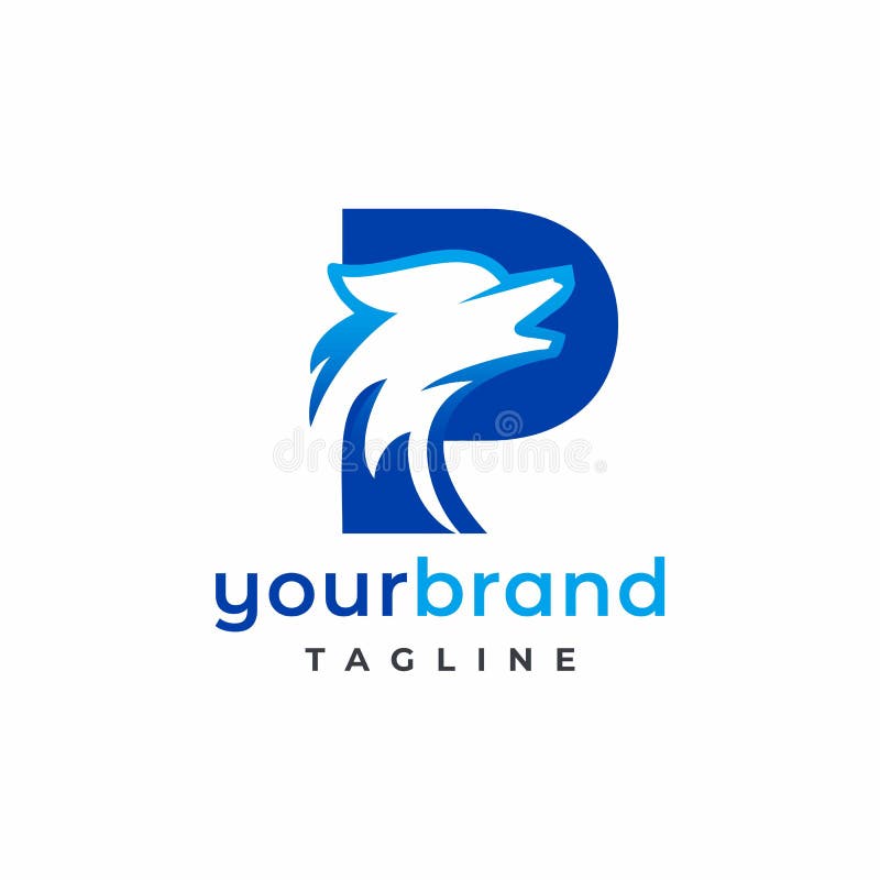 Letter P Wolf Logo Design Vector , Initial Gaming Logo royalty free illustration