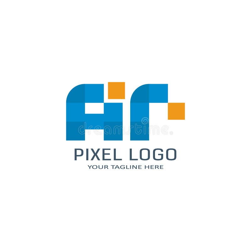 Letter AR Pixel Logo Design Template. Alphabet Pixel Motion Logo. Stock