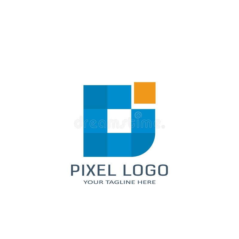 Letter D Pixel Logo Design Template. Alphabet Pixel Motion Logo. Stock
