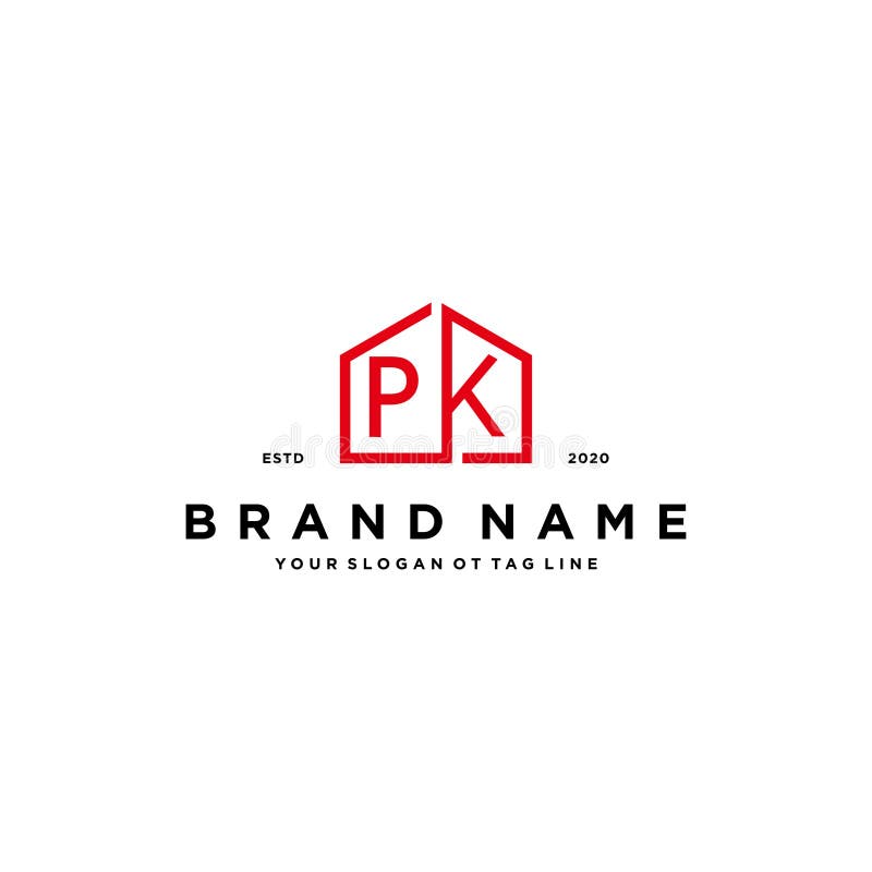 Letter PK home logo design concept vector royalty free illustration
