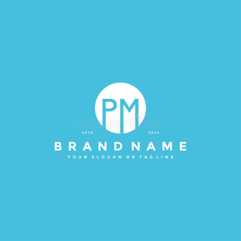 initial letter PM logotype company name colored blue and green