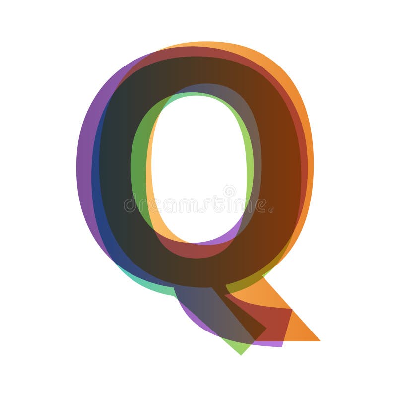 Letter Q in Overlay Color Transparency Style Isolated on White ...