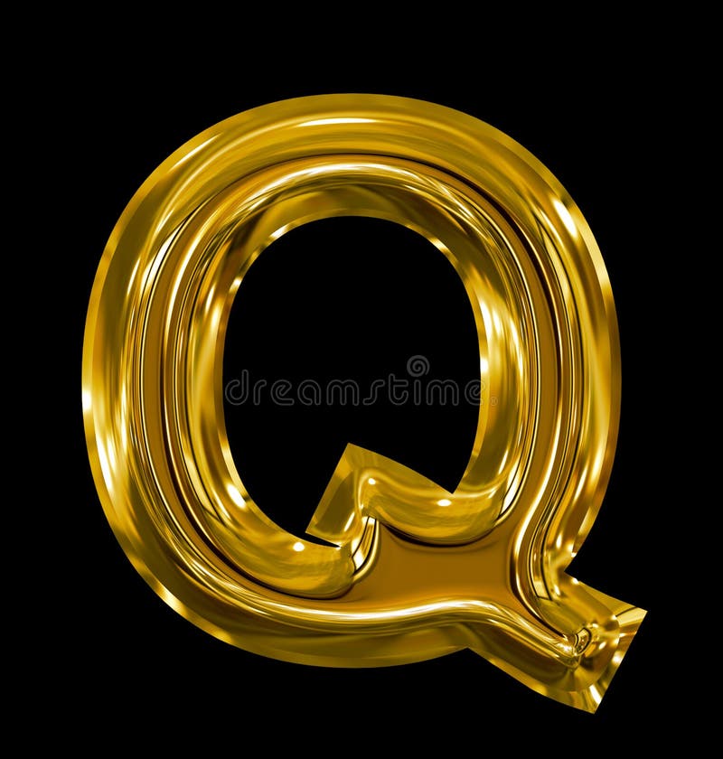 Letter Q rounded shiny golden isolated on black stock illustration Letter Q rounded shiny golden isolated on black stock illustration