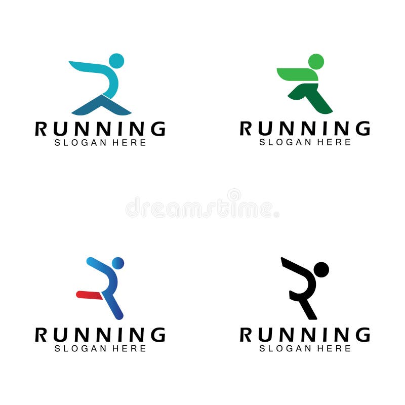 Letter R for Running Logo Design Combination Letter R and People Stock ...