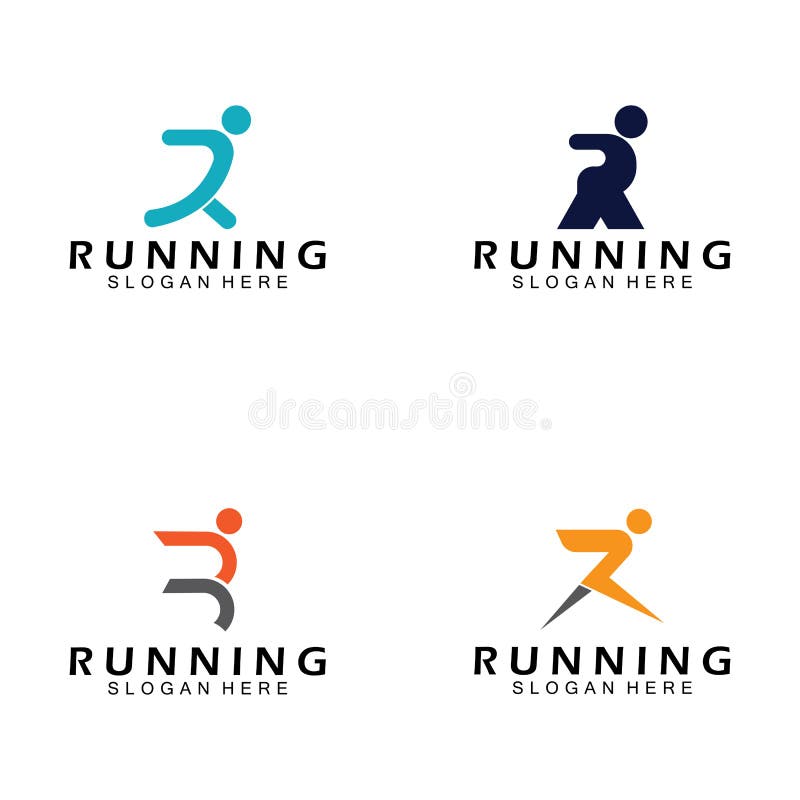 Letter R for Running Logo Design Combination Letter R and People Stock ...