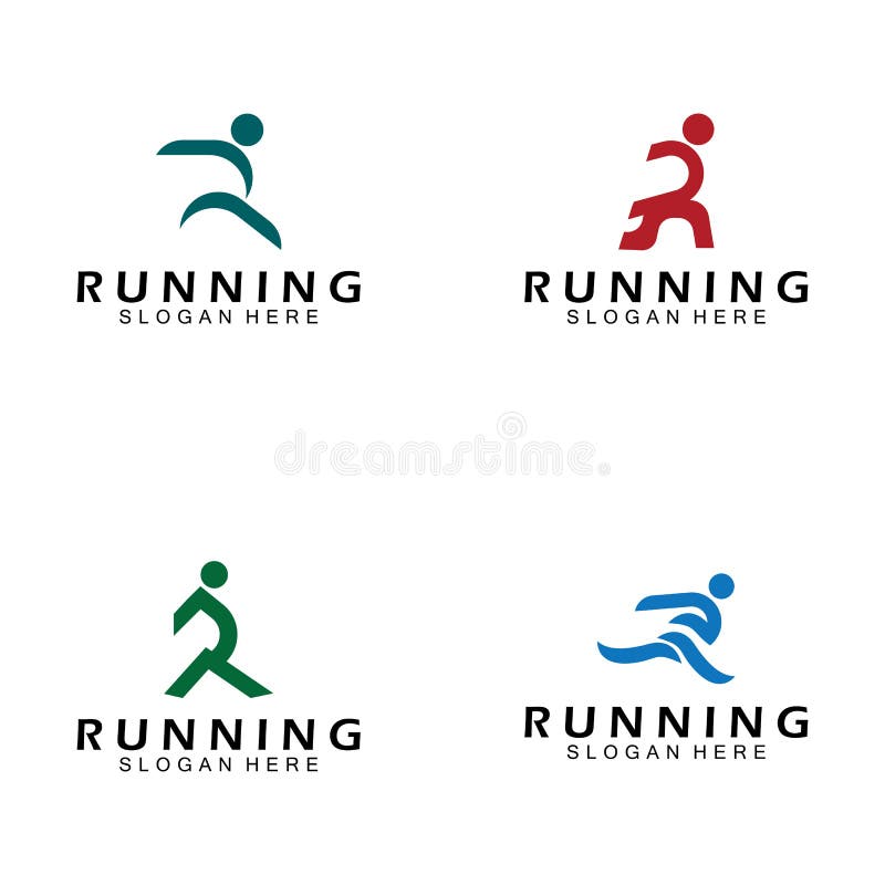 Letter R for Running Logo Design Combination Letter R and People Stock ...