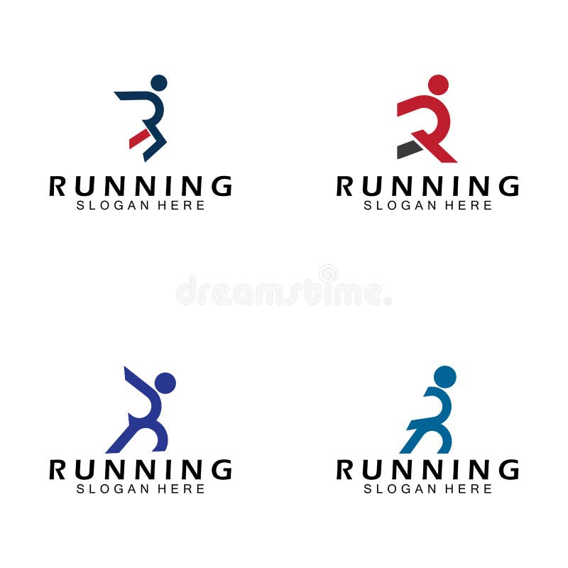 Letter R for Running Logo Design Combination Letter R and People Stock ...