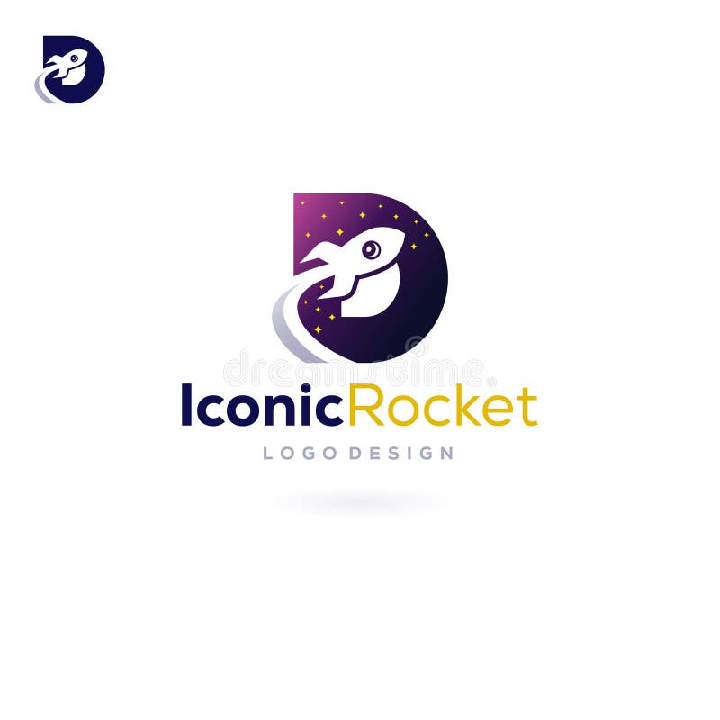 Letter D Rocket Logo spaceship launch into space royalty free illustration