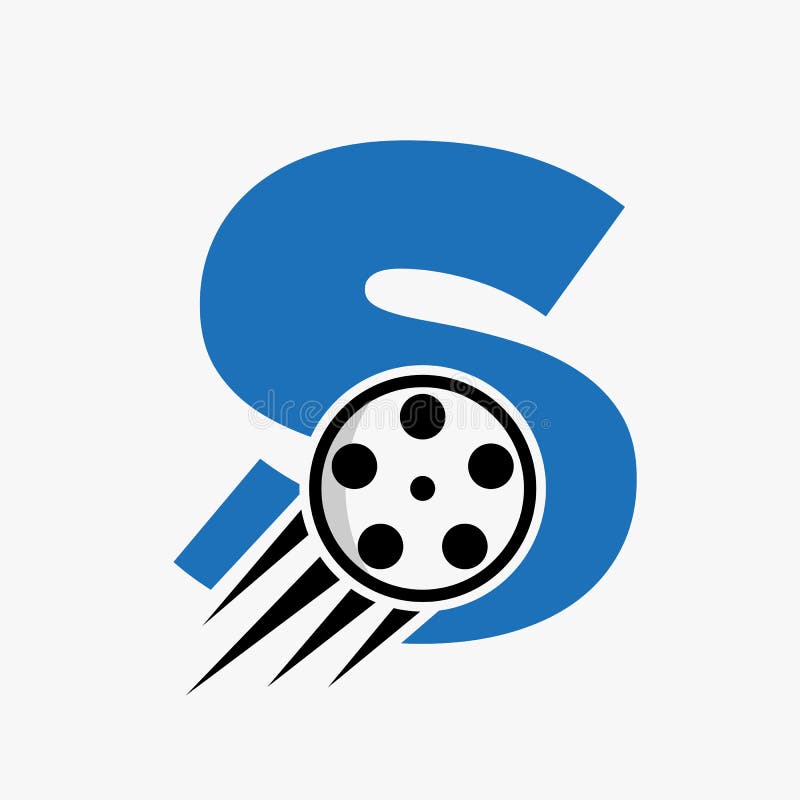 Letter S Film Logo Concept with Film Reel for Media Sign, Movie