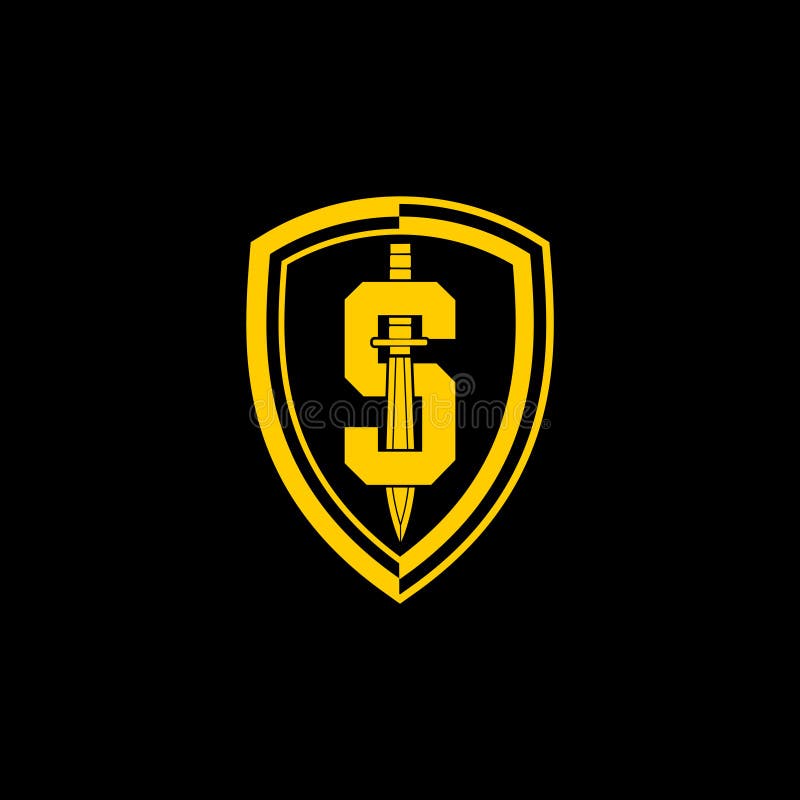 Letter S with knife and shield vector badge logo template vector illustration