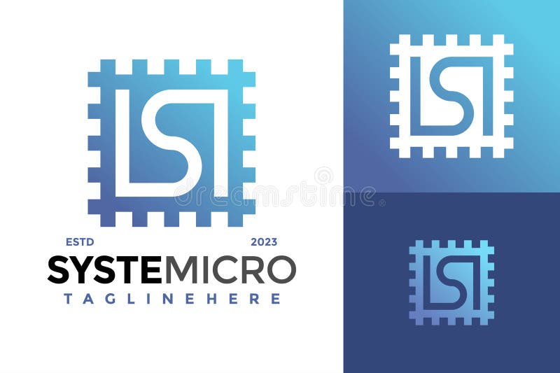 Letter S Micro Chip Logo Design Vector Symbol Icon Illustration Stock