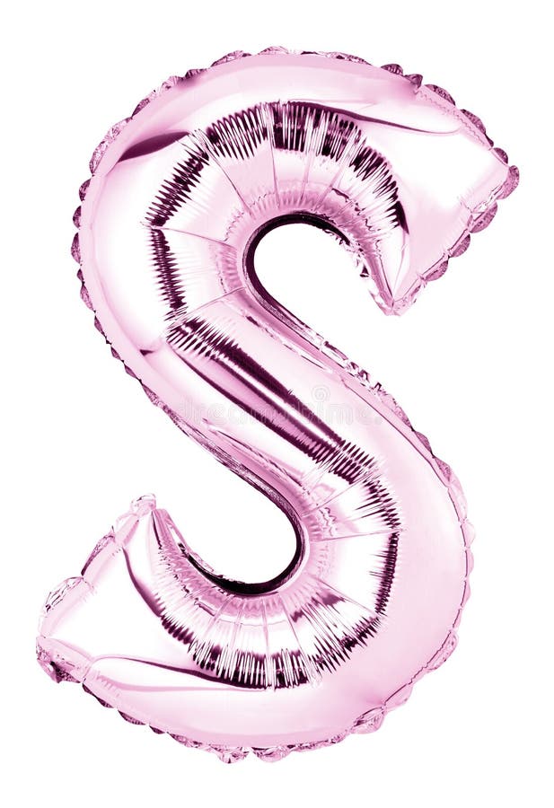 Letter S in pink mylar balloon isolated