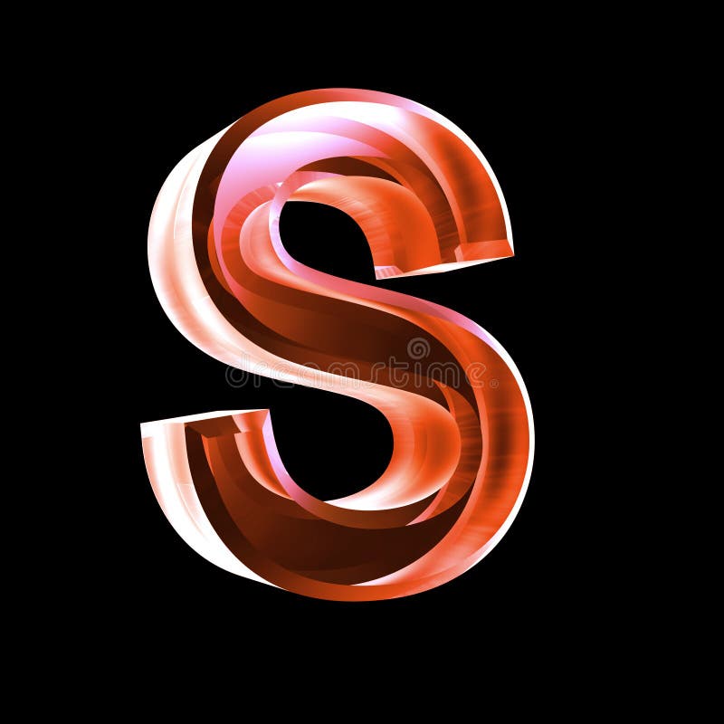 Letter S in red glass 3D