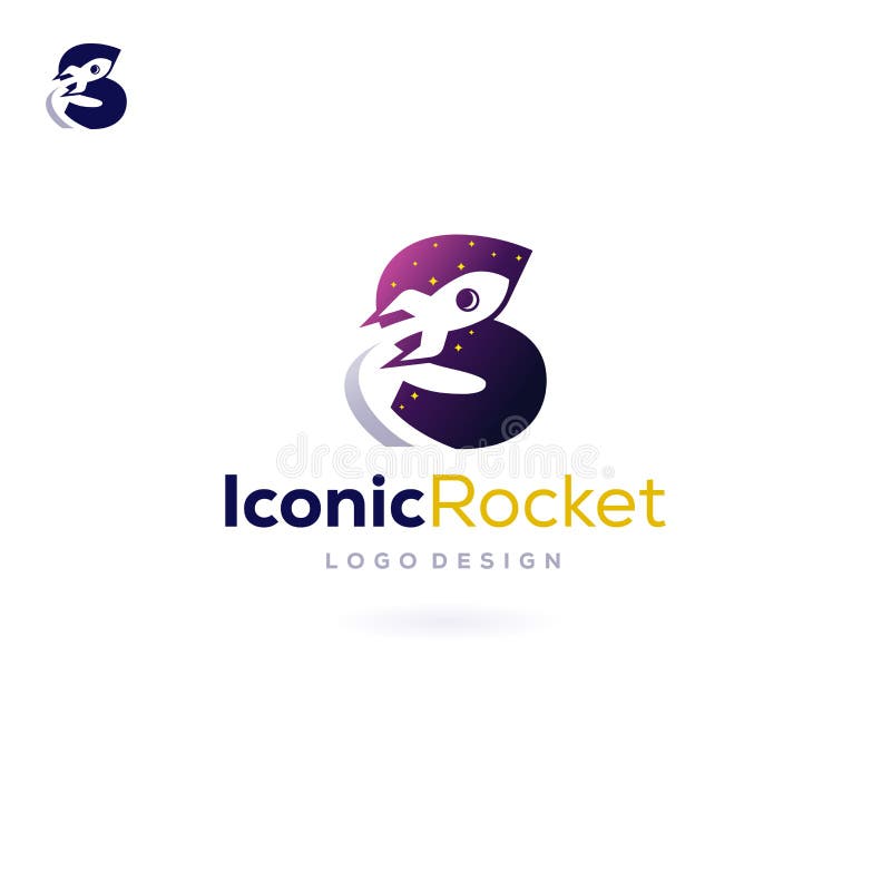 Letter S Rocket Logo Spacecraft launch into space vector illustration