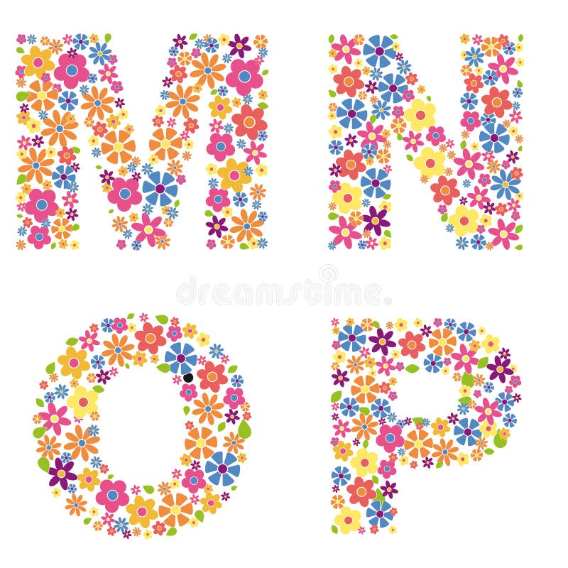Flowers Decorative Letter N In Color Stock Vector - Illustration of ...