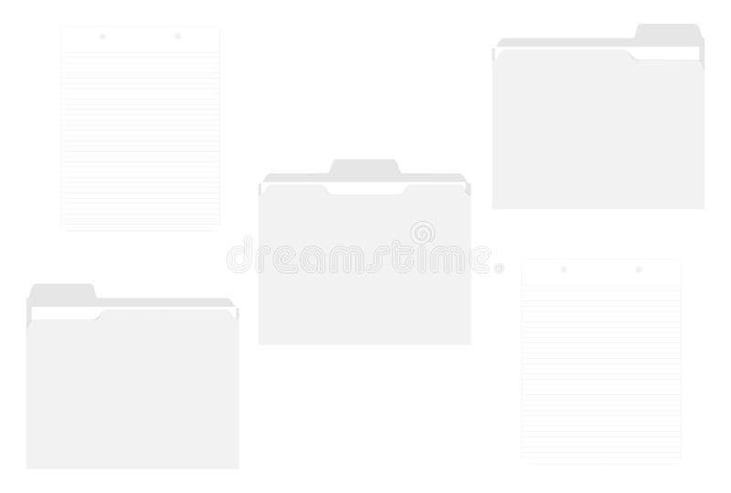 Letter size file folders with cut tabs and hole punched lined pa vector illustration
