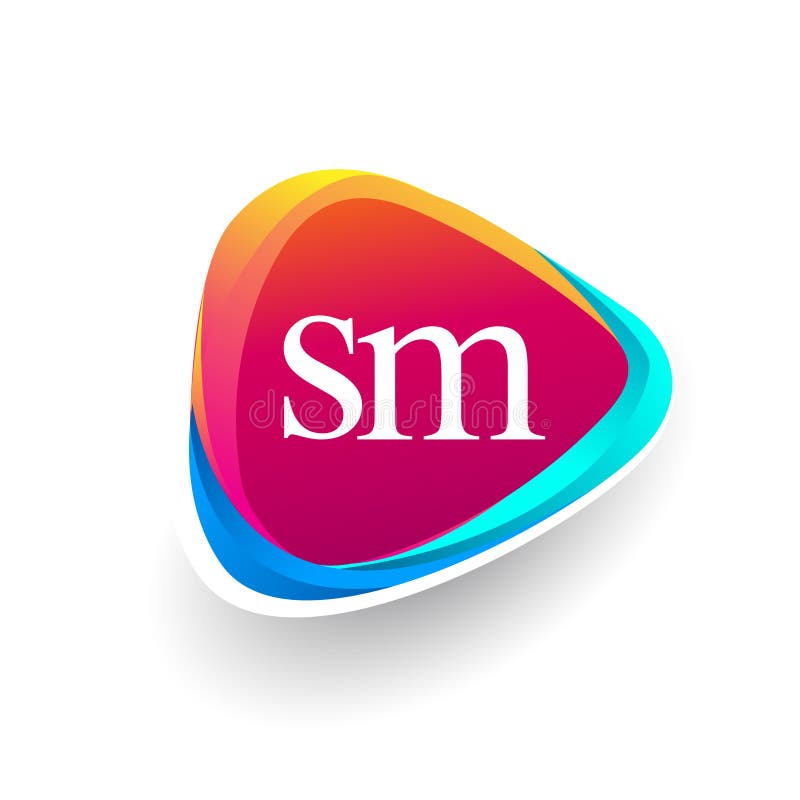 Letter SM-logotyp i triangelform och färglös bakgrund, logotyp för bokstavskombination för företagsidentitet