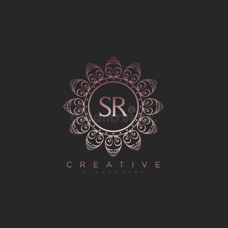 Letter sr elegant initial logotyp lotus vektor royaltyfri illustrationer