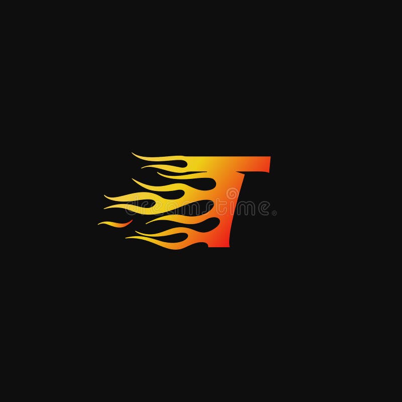 Letter T Burning flame logo design template Concept