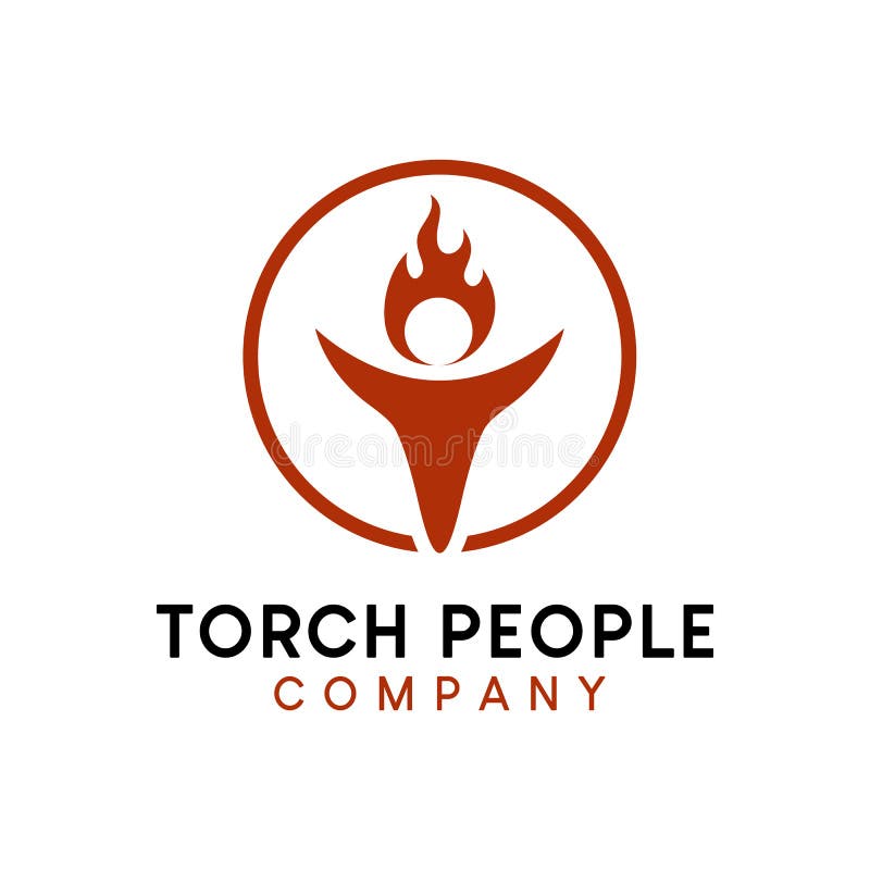 Initial Letter T Burning Torch Flame and People form Logo Design Vector. Initial Letter T Burning Torch Flame and People form Logo Design Vector