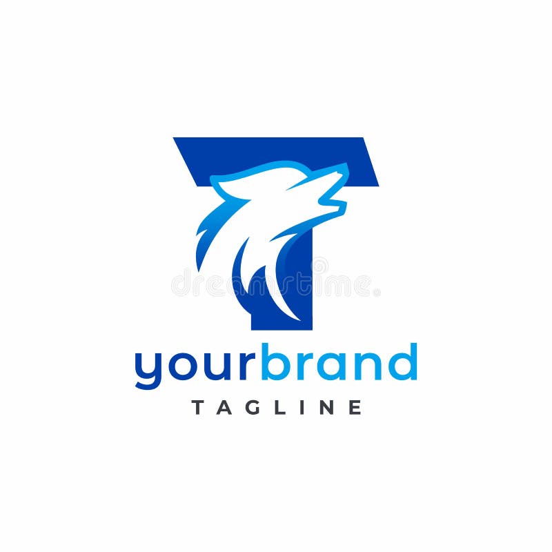 Letter T Wolf Logo Design Vector , Initial Gaming Logo stock illustration