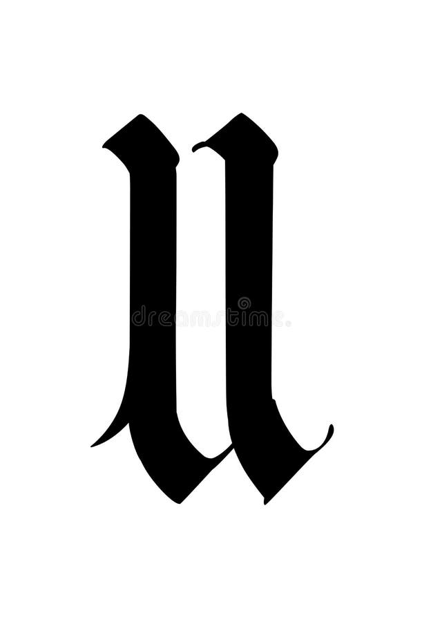 Font tattoo engraving letter u with shading Vector Image