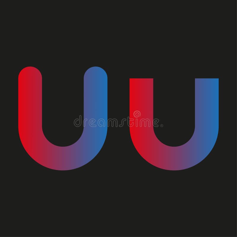 Letter U monogram. Gradient color Vector shape. Abstract initial alphabet. Black background element. vector illustration
