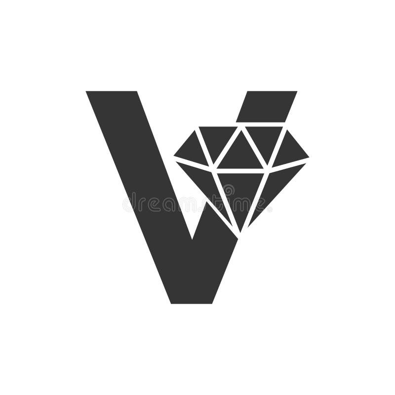 Letter V Diamond Logo Design. Jewelry Logo with Diamond Icon Vector Template Stock Vector