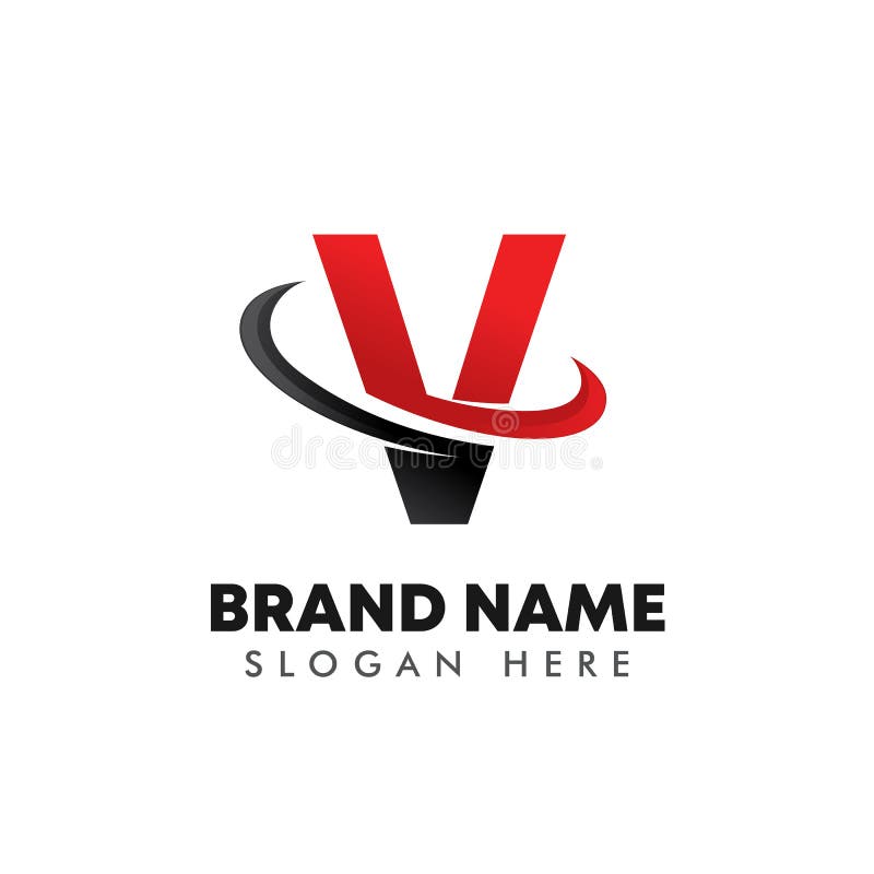 Letter V Logo Symbol with Swoosh Design Stock Vector Illustration of