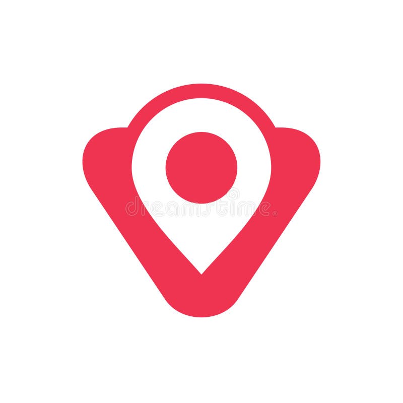 Letter V map pin logo icon design template - Vector royalty free illustration