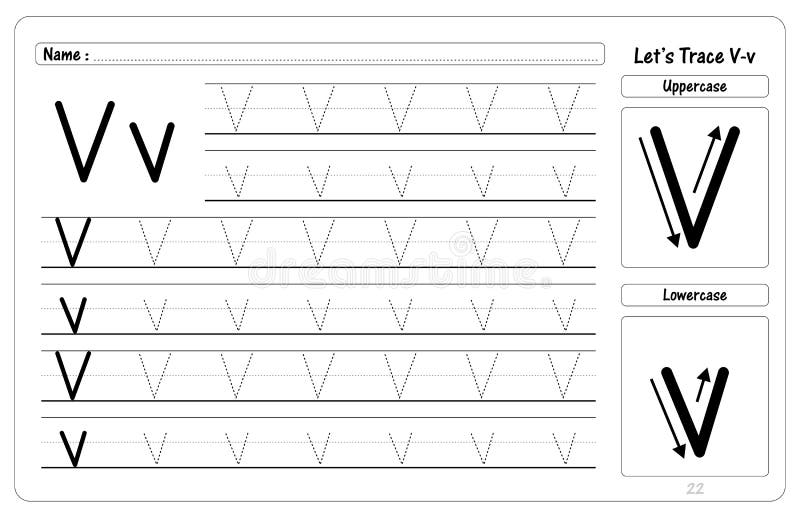 letter v tracing and writing worksheets stock illustration illustration of number drawing 204888283