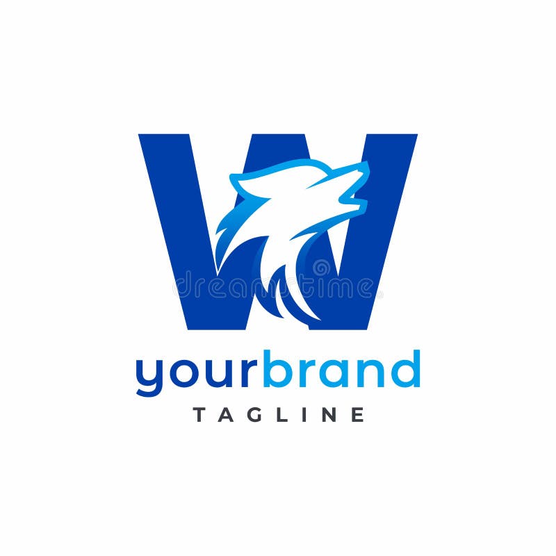 Letter W Wolf Logo Design Vector , Initial Gaming Logo stock illustration