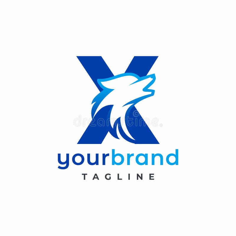 Letter X Wolf Logo Design Vector , Initial Gaming Logo royalty free illustration