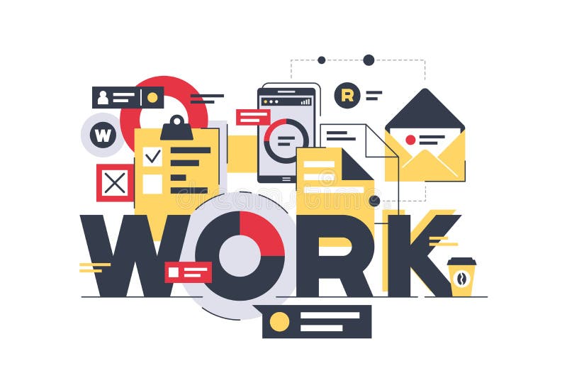 Letter of work using tablet, smartphone and mail. royalty free illustration Letter of work using tablet, smartphone and mail. royalty free illustration