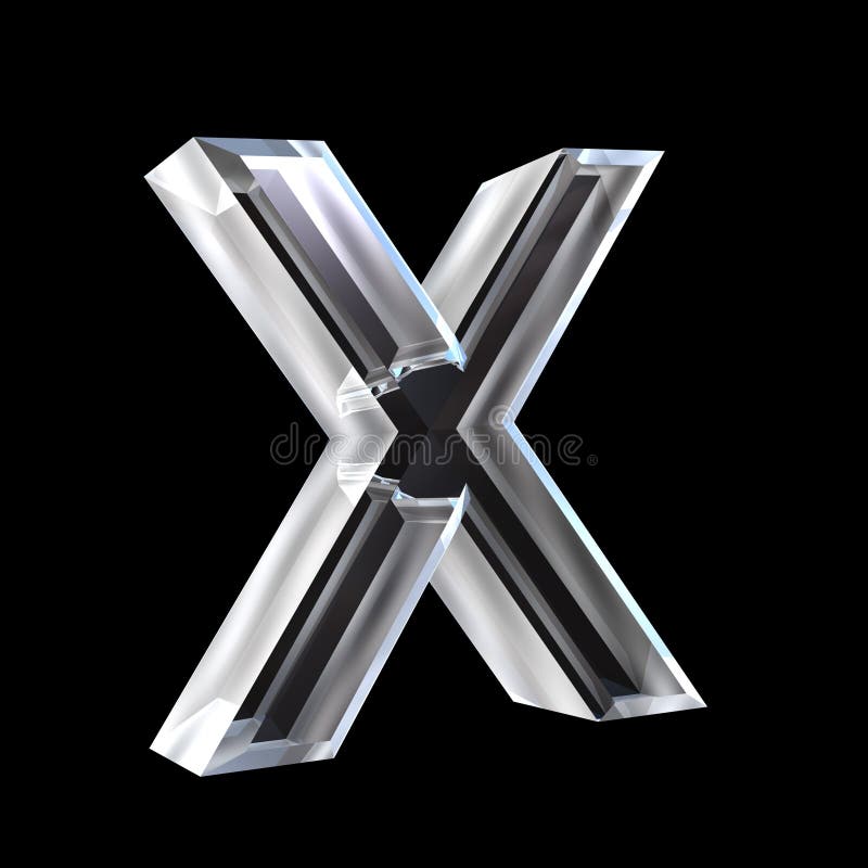 Letter X in glass 3D