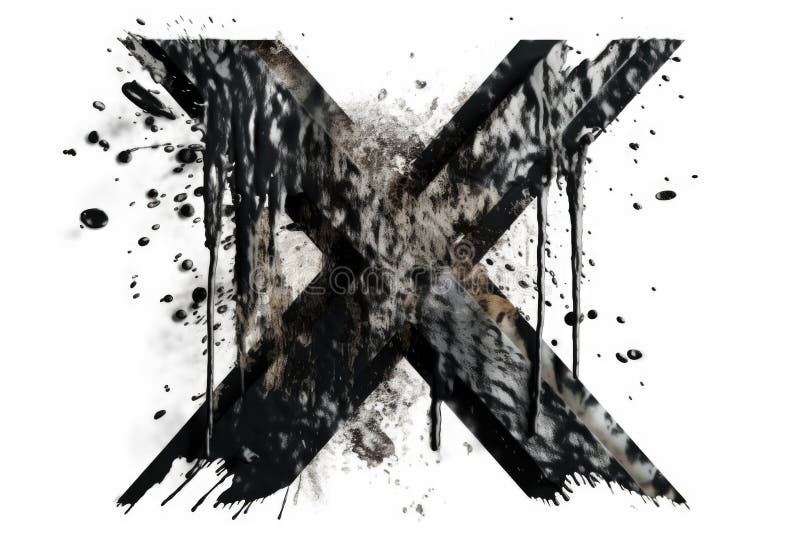 letter x, grunge style, on white background