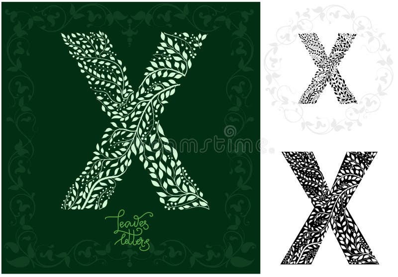 Leaves alphabet, Letter X