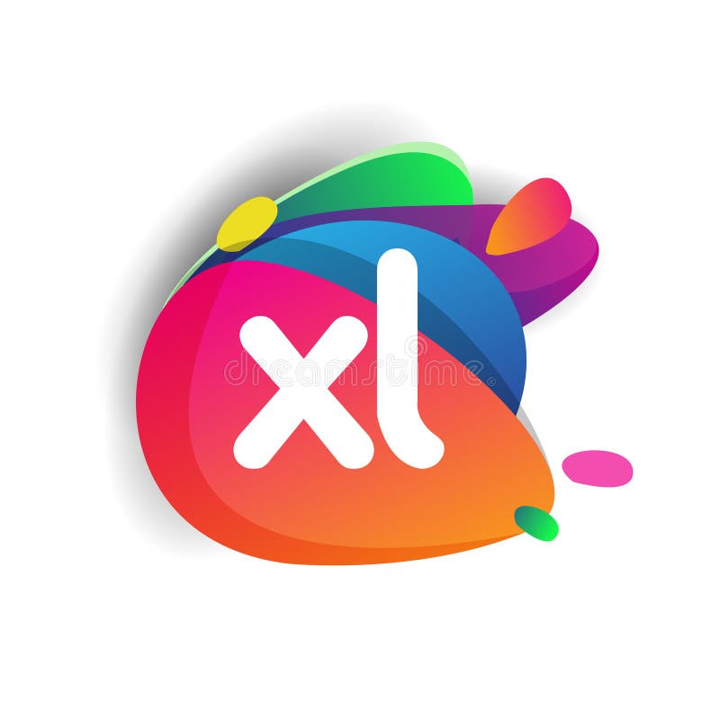 Letter XL Logo with Colorful Splash Background, Letter Combination ...