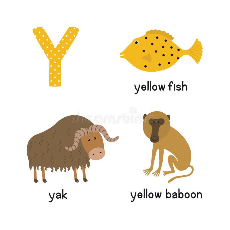 Letter Y. Cartoon Alphabet for Children Stock Illustration - Illustration  of mammal, school: 91483911