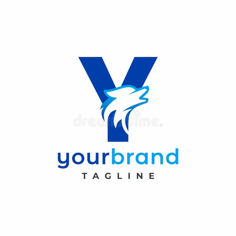 Letter Y Wolf Logo Design Vector , Initial Gaming Logo stock illustration