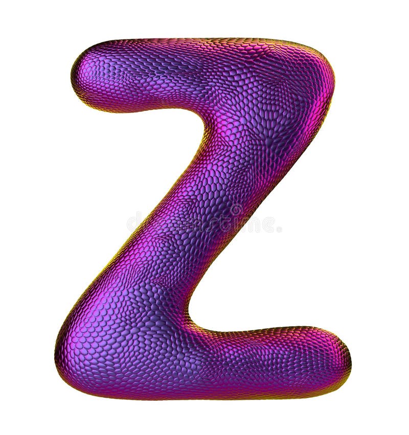 Letter Z Made of Natural Snake Skin Texture Purpur Color. 3D Letter ...