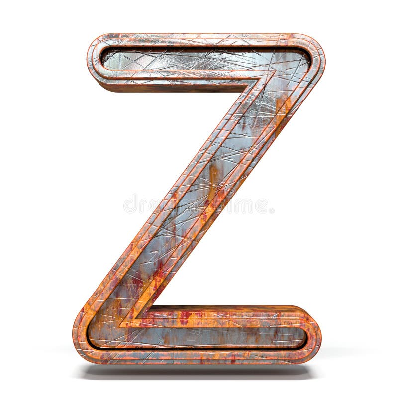 Lettera arrugginita Z 3D della fonte del metallo