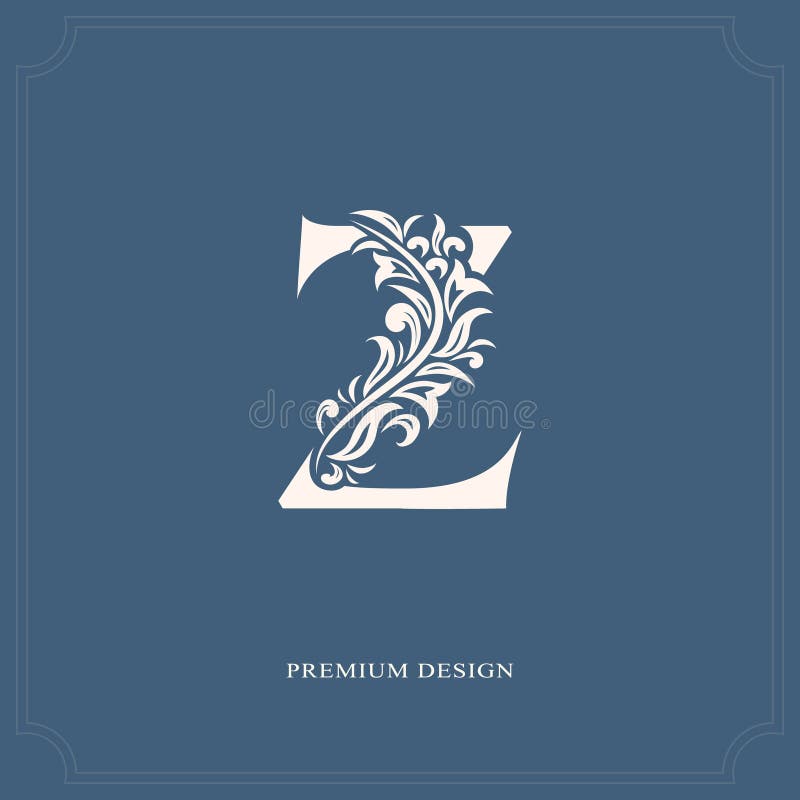 Lettera elegante Z Stile reale grazioso Bello logo calligrafico Emblema disegnato annata per progettazione del libro, marca comme illustrazione vettoriale Lettera elegante Z Stile reale grazioso Bello logo calligrafico Emblema disegnato annata per progettazione del libro, marca comme illustrazione vettoriale