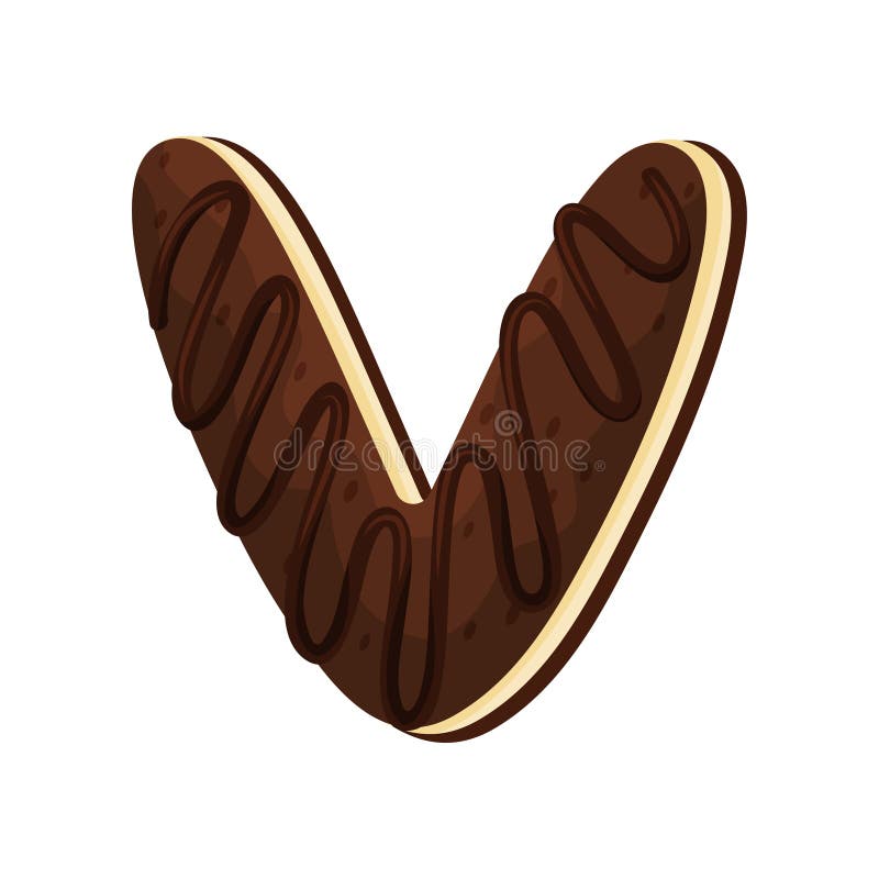 Lettera inglese V dai biscotti del cioccolato di tre-strato Illustrazione di vettore su priorit? bassa bianca royalty illustrazione gratis Lettera inglese V dai biscotti del cioccolato di tre-strato Illustrazione di vettore su priorit? bassa bianca royalty illustrazione gratis
