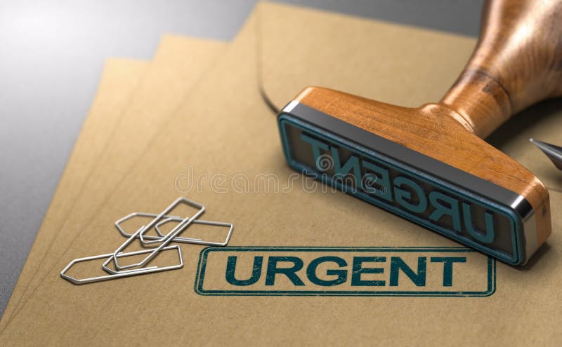 Lettera urgente, busta di Kraft e timbro di gomma royalty illustrazione gratis